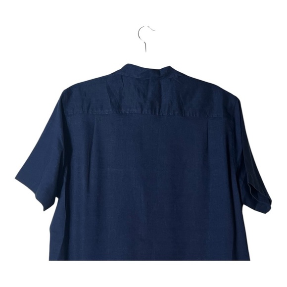 2105. MEN’S TOMMY BAHAMA BUTTON UP SHORT SLEEVE SHIRT SIZE SMALL NAVY BLUE - Picture 7 of 8